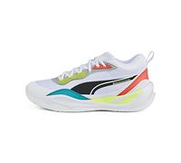 Puma Men's Playmaker Pro Sneaker, White-Fiery Coral, 10.5