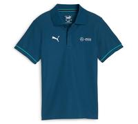 Puma Men's Polo Shirt - MAPF1 Mercedes Polo, Button Placket, Logo, Solid Blue S