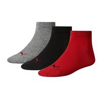 PUMA Men's Puma Unisex 3p Sneaker Plain Sock, Black/ Red, 12 - 14 UK, multicolour, one size, K-REY-PU501BSE12