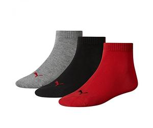 PUMA Men's Puma Unisex 3p Sneaker Plain Sock, Black/ Red, 12 - 14 UK, multicolour, one size, K-REY-PU501BSE12