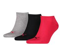 PUMA Men's Puma Unisex Sneaker Plain 3p Socks, Black/Red/Grey, 6 - 8 UK