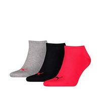 PUMA Men's Puma Unisex Sneaker Plain 3p Socks, Black/Red/Grey, 6 - 8 UK, one size, K-REY-PU501BSE6