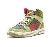 PUMA Men's Rebound Layup Mid Jurassic World Shoes Sneaker, Green Moss-mars Red-yellow Sizzle Ah25, 6 UK