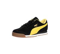 PUMA Men's Roma Suede Trainers, Black/Sunny Yellow, 11 UK