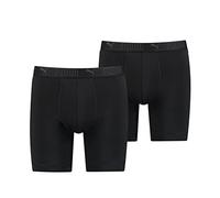 Puma Sport 2 Pack Mens Microfiber Long Boxer - Black Cotton - Size Small