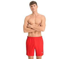 PUMA Men's Swim Mid Shorts Trunks, Red, L