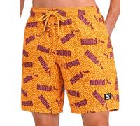 PUMA Mens Swim Trunks - Quick Dry Athletic Performance 8" Inseam Swimming Trunks for Men with Mesh Compression Liner, Orange/Yellow, L