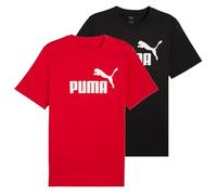 PUMA Men's T-Shirt Pack of 2 - ESS No.1 Logo Tee, Round Neck, Short Sleeve, Plain, black/red, 4XL