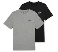 PUMA Men's T-Shirt Pack of 2 - ESS Small No. 1 Logo Tee, Round Neck, Short Sleeve, Plain, black/grey, 3XL