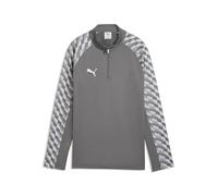 PUMA teamLIGA26 Training 1/4 Zip Top Jr Sweat Jackets, 140, Flat Medium Gray White-Flat Light Gray
