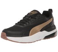 PUMA Men's Vis2k Knit Sneaker, Puma Black-gold, 12