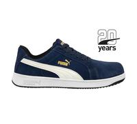 PUMA Safety Iconic Suede Low S1PL ESD FO HRO SR Unisex Safety Shoes Non-Slip Metal-Free Fibreglass Cap, navy, 7.5 UK