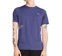 Puma Mesh Graphic Mens Running Top Blue Short Sleeve Breathable Run T-Shirt