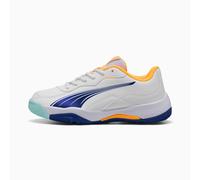 PUMA Nova Smash Padel Shoes Youth, White/Vivid Blue/Safe Lake, size 5