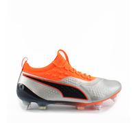 Puma One 1 Mx SG Silver Synthetic Mens Lace Up Football Boots 104737 01 - Size UK 6.5