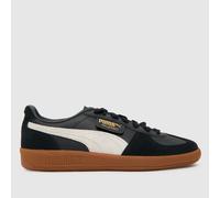 PUMA Palermo Leather Sneakers Unisex, Black/Feather Grey/Gum, size 6
