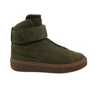 Puma Platform Mid OW Strap Leather Lace Up Green Womens Trainers 364588 01 - Size UK 4