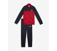 Puma Poly Colorblock Tracksuit Black Red - 140