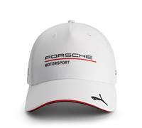 PUMA Porsche Motorsport Curved Brim Team Cap with Porsche Motorsport and Sponsor Logos Throughout, Including a cat on The Peak. - White - One Size Fits Most