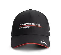 PUMA Porsche Motorsport Curved Brim Team Cap with Porsche Motorsport and Sponsor Logos Throughout, Including a cat on The Peak. - Black - One Size Fits Most