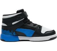 PUMA Rebound Layup Mid Hook and Loop Shoes Sneaker, Black-Royal Blue-White Ss25, 11 UK Child