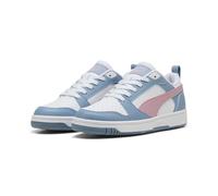 PUMA Rebound V6 LO JR Sneaker, White-Poised Pink-Cool Blue, 3.5 UK