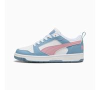 PUMA Rebound V6 LO JR Sneaker, White-Poised Pink-Cool Blue, 4 UK