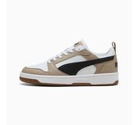 PUMA Rebound V6 Low Sneakers, White/Black/Ice Coffee, size 10