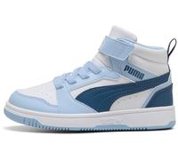 PUMA Rebound V6 MID AC+ PS Sneaker, White-Dark Indigo-Haute Tropic, 2 UK Child