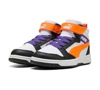PUMA Rebound V6 MID AC+ PS Sneaker, White-Orange GLO Black, 2.5 UK Child