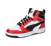 PUMA Unisex Kids Rebound V6 Mid Jr Sneaker, Puma White Puma Black for All Time Red, 4.5 UK