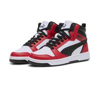 PUMA Unisex Kids Rebound V6 Mid Jr Sneaker, Puma White Puma Black for All Time Red, 5.5 UK