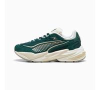 PUMA RS Surge Hairy Suede Sneakers Unisex, Green Terrain/Alpine Snow, size 8.5