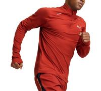 Puma Run Cloudspun Mens Running Top Red Long Sleeve Half Zip Breathable Jogging
