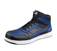 PUMA Safety Front Court Mid S3 ESD FO HRO SR Unisex Safety Shoes Non-Slip Metal-Free Fibreglass Cap, Blue black, 8 UK
