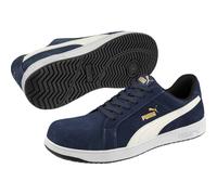 Puma Safety Shoes ICONIC SUEDE NAVY LOW Leather Non-Slip Trainers S1PL ESD