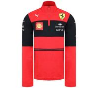 Puma Scuderia Ferrari Team Half-Zip Mens Knitted Sweatshirt - Red Cotton - Size Small