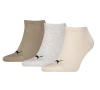 Puma Socks 3 Pairs Sneaker Ankle Liner Cream Grey Brown Mens New 100% Genuine