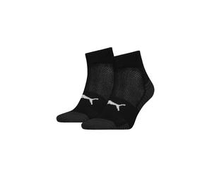 Puma Sport 2 Pack Mens Cushioned Quarter Sock in Black Fabric - Size UK 6-8