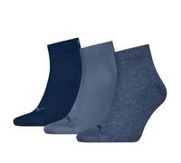 PUMA Sports Ankle Trainer Socks Unisex Quarters (3 Pair Packs) Everyday Comfort - Denim Blue UK 9-11