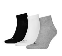 Puma Unisex Quarter Plain Socks (3 Pair Pack), Multicoloured (Grey/White/Black), 6-8 (Manufacturer Size: 39-42)