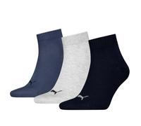 PUMA Sports Ankle Trainer Socks Unisex Quarters (3 Pair Packs) Everyday Comfort - Navy/Grey/Nightshadow Blue UK 9-11