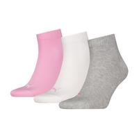 PUMA Sports Ankle Trainer Socks Unisex Quarters (3 Pair Packs) Everyday Comfort - Prism Pink UK 2.5-5