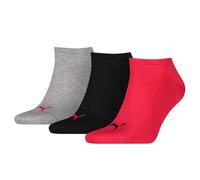 PUMA 261080001 UK 9-11 Unisex Sneaker Socks (3 Pair Pack) Black/Red