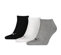 PUMA Unisex Plain Sneaker Trainer Socks 3 Pack, Grey/White/Black, size 2.5-5