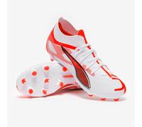 PUMA Unisex Ultra 5 Match+ FG/AG Soccer Shoe, White Black-Glowing RED, 8.5 UK