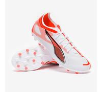 PUMA Unisex Ultra 5 Match MG Soccer Shoe, White Black-Glowing RED, 6.5 UK