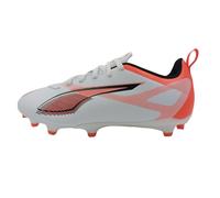 PUMA Ultra 5 Play FG/AG JR Soccer Shoe, White Black-Glowing RED, 13 UK