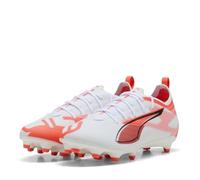 PUMA Ultra 5 PRO FG/AG JR Soccer Shoe, White Black-Glowing RED, 4 UK
