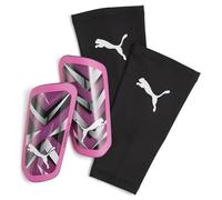 PUMA Ultra Flex Sleeve Football Shin Guards, Poison Pink/White/Black, size Large